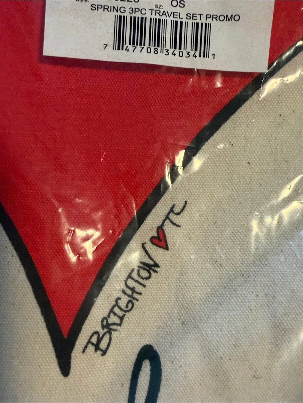 Brighton Canvas Drawstring Bag with Red Heart Graphic